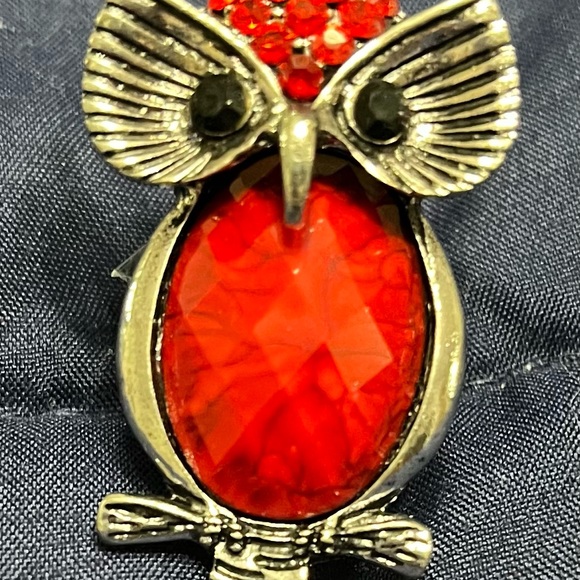 Silver owl necklace, Owl ring and Owl pin, NWOT, smoke free hom - Picture 4 of 8